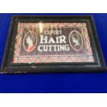 Expert hair cutting framed advertisement W 60 H 40