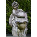 Large stone sculpture of a cherub W 60 H 100