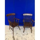 Set of 6 elm country style kitchen chairs.