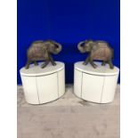 Pair of brass elephants with embossed decoration W 60 H 50 D 24