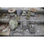 Collection of 10 carved stone pieces.