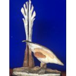 Leo Higgins: Abstract bronze of a bird standing on a marble plinth W 20 H 30 D 9