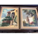 Pair of framed oil on canvas W 29 H 35