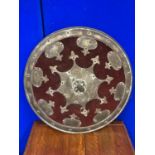 Unusual 19th Century embossed metal and velvet shield W 57