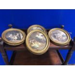 Set of four late 19th Century oval coloured engravings in gilt frames W 28 H 36