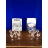 Duiske cut glass wine glasses, 2 sets (8 and 4)