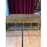 Pine country style table complete with 4 drawers on an open base W 220 H 110 D 54