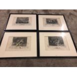 Set of 4 historical framed prints including the trial of Daniel O'Connell and the Battle of Vinnegar