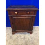 Georgian mahogany floor bookcase with leather inset top above drawer and cupboard on bracket feet