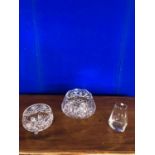 Cavan crystal cut glass bowl and 2 others W 26 H 15