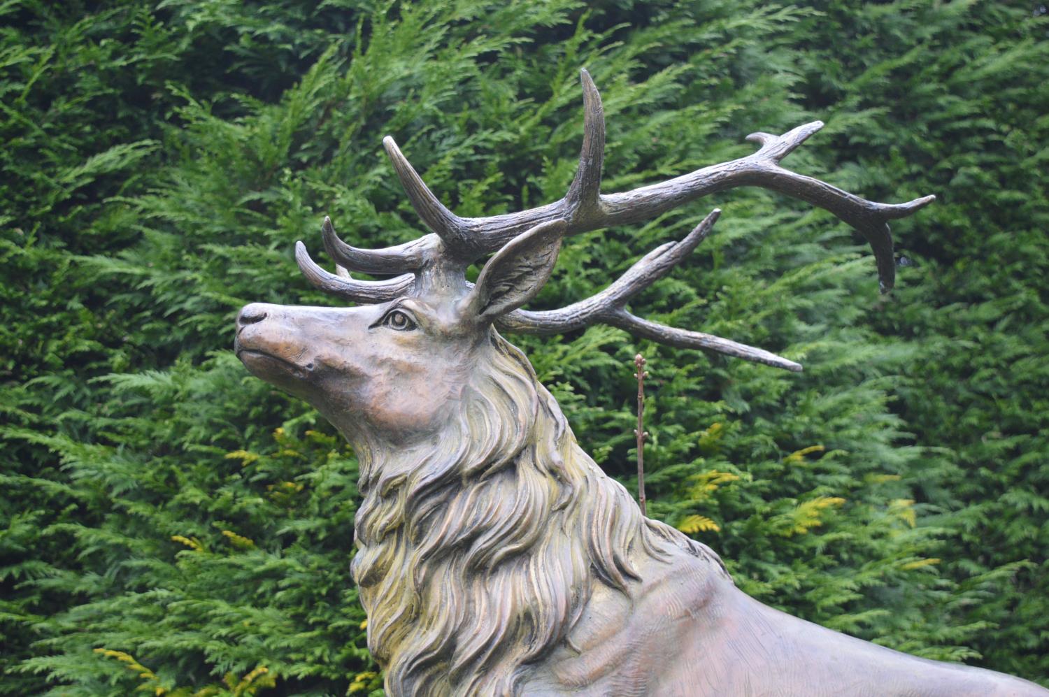Bronze sculpture of a stag on rocky ground W 100 H 110 D 40 - Bild 2 aus 2
