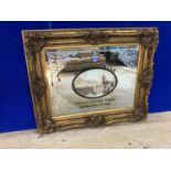 Fine pictorial advertising mirror Dublin Castle in ornate gilt frame W 110 H 80