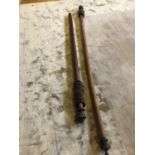 Pair of Victorian mahogany curtains poles with rings W 210 and 270