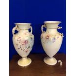 Pair of Victorian painted vases (with damage) W 34 H 57