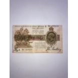 United Kingdom of Great Britain and Irl. One pound. C 1917. E/95 No. 072979 W 15 H 8.5