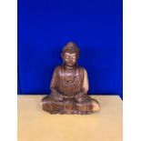 Carved wood seated Buddha W 35 H 40 D 12