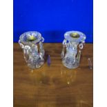 Two Regency cut glass candle sticks (with damage) W 10 H 18