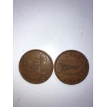 Irish coins. 1d. 1928 x2