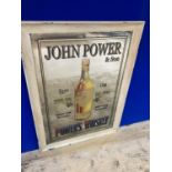 John Power Whiskey pictorial advertising mirror W 78 H 107