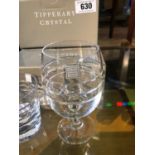 Unused set of 10 Tipperary crystal water glasses and 4 large brandy glasses.