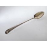 Plain George III Old English pattern silver serving spoon. London 1799. Makers: Peter and Ann