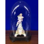 19th Century continental figure under glass dome (figure with damage) W 20 H 35 D 10