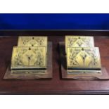 Pair of Art Nouveau oak and etched brass letter holders W 20 H 26 D 8