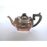 Plain rectangular silver plated tea pot.
