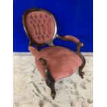 Victorian mahogany gents armchair, the back with deep button upholstery W 65 H 95 D 65