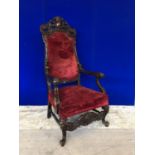 Fine Victorian style throne chair, in mahogany W 70 H 140 D 70