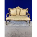 19th Century gilt three seater couch, standing on cabriole legs W 130 H 100 D 50