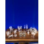 Selection of champagne, liqueur and brandy glasses etc.