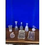 Collection of moulded and cut glass objects (9)