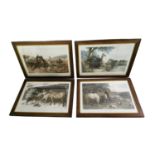 Set of four Edwardian coloured prints.