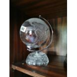 Cut crystal and chrome World Globe