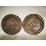 Two early 19th C. pewter chargers.