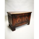 Early 20th C. carved oak blanket box.