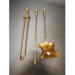 Set of three Victorian brass fire irons.