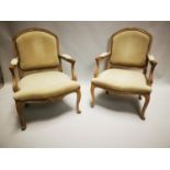 Pair of oak and upholstered French chairs.