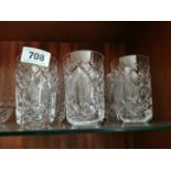 Six Waterford Crystal water glasses.