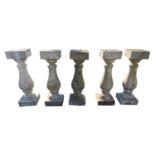 Set of five 20th C. composition balustrades.