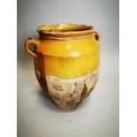 Rare 18th C. glazed terracotta Confit pot.