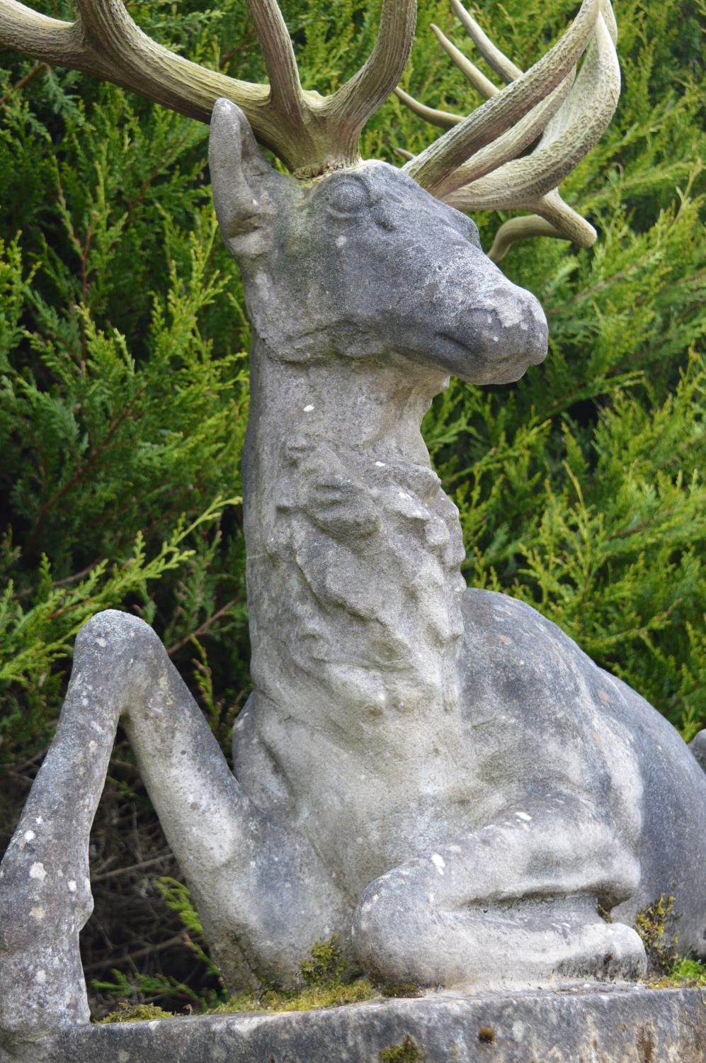 19th C. sandstone figure of a stag. - Image 2 of 3