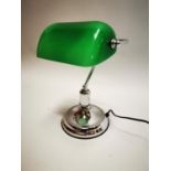 Chrome and glass bankers desk lamp.