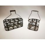 Two early 20th C. metal bottle carriers