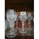 Six Waterford Crystal wine glasses