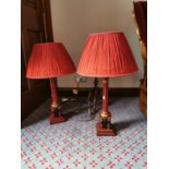 Pair of decorative wood table lamps