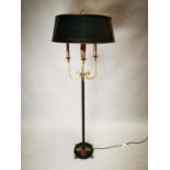 Brass and metal standard lamp.