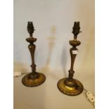 Pair of Edwardian brass table lamps.