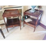Pair of inlaid walnut lamp tables